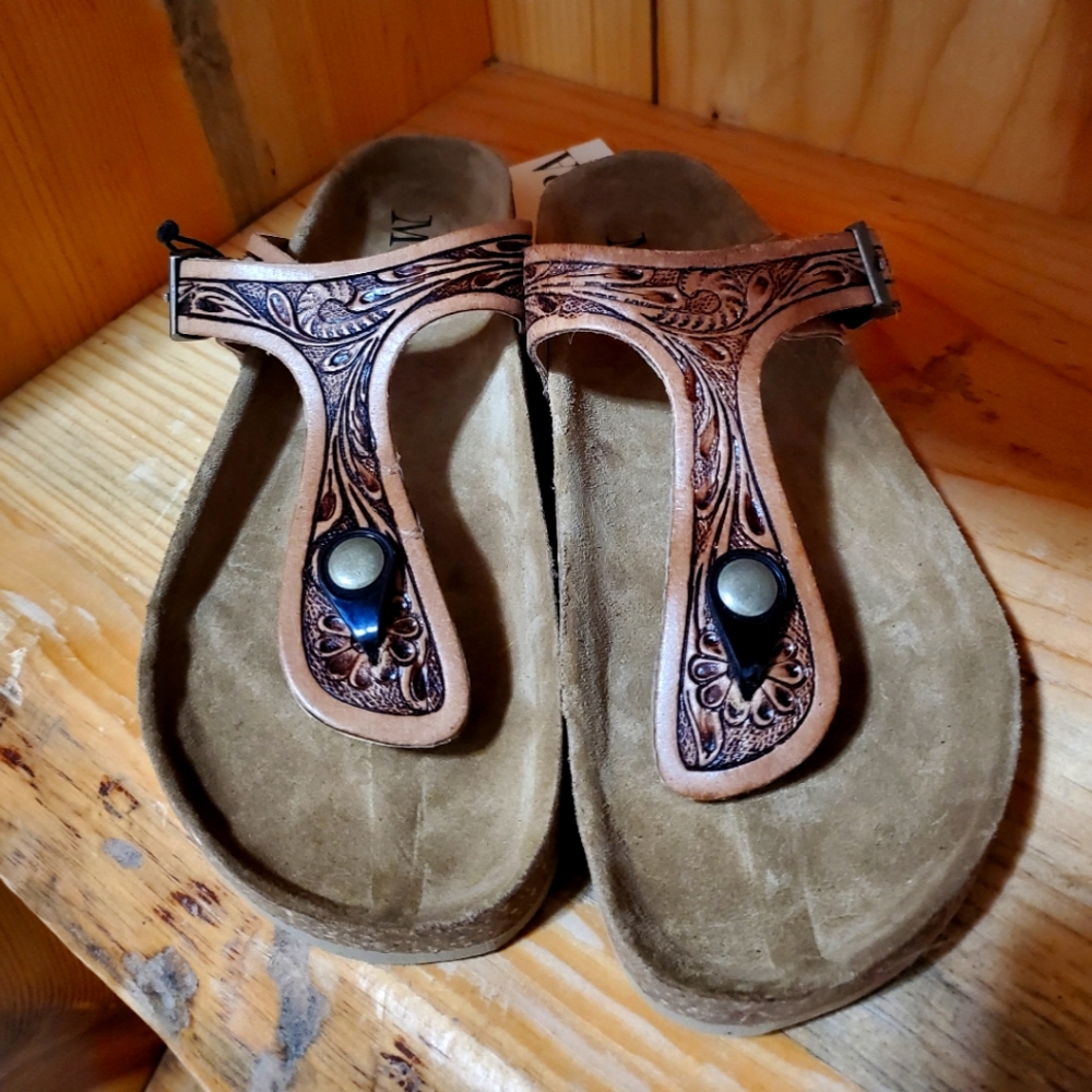 Tooled Leather Sandals